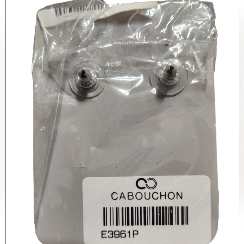 Cabouchon Silver Heart Plated Earrings - Picture 3 of 3